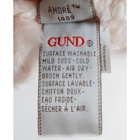 Gund AMORE  1489 Pink Teddy Bear Plush Silver Embroidered Heart Stuffed Animal - Picture 7 of 8